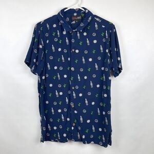 Coca-Cola Aeropostale Men's M Short Sleeve Bottle Icons Camp Button Down Shirt